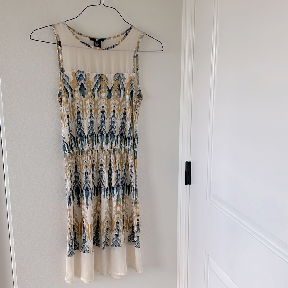Blue and Yellow Midi Dress